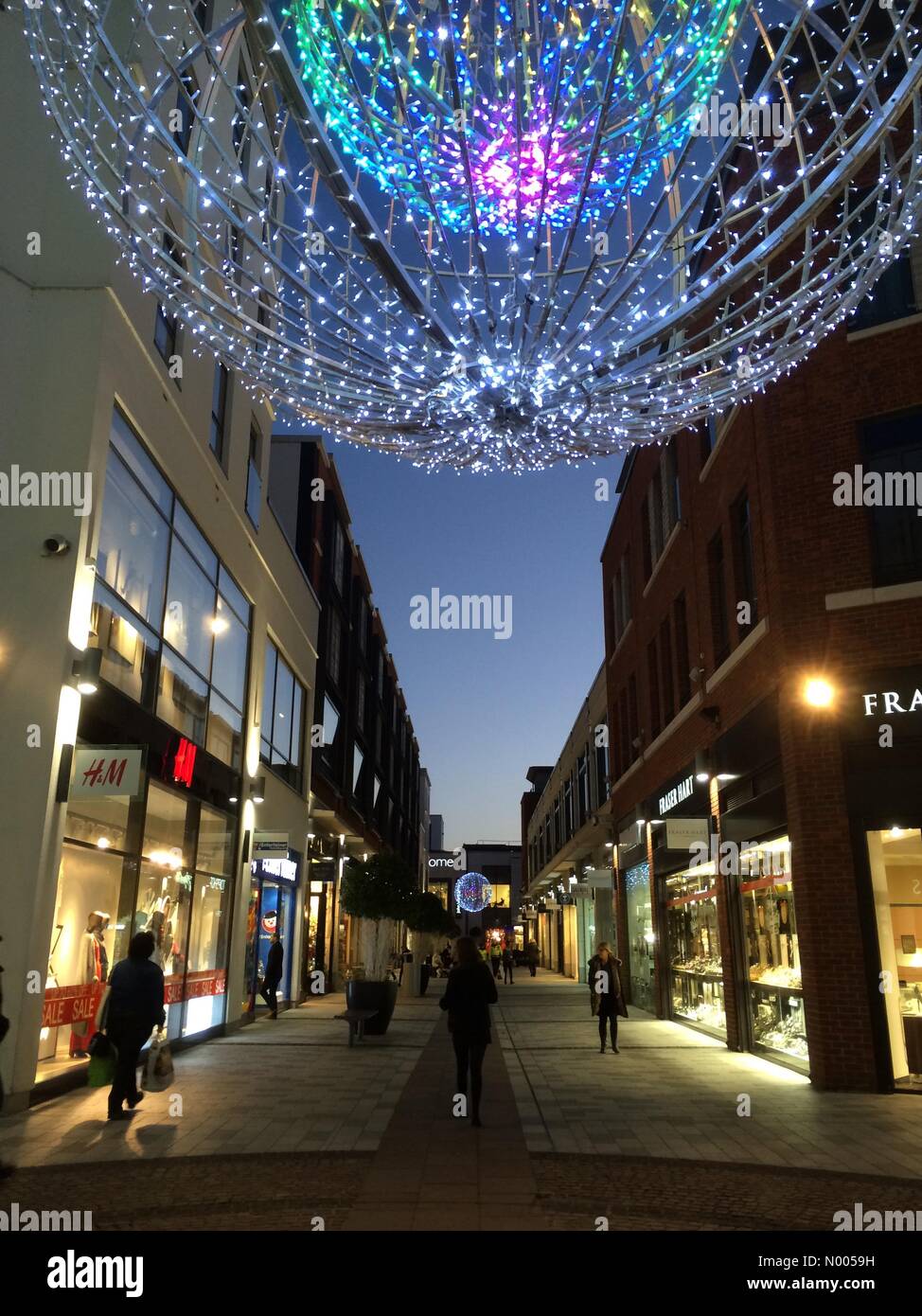 Parkway shopping centre in Newbury, Berkshire with afternoon shoppers