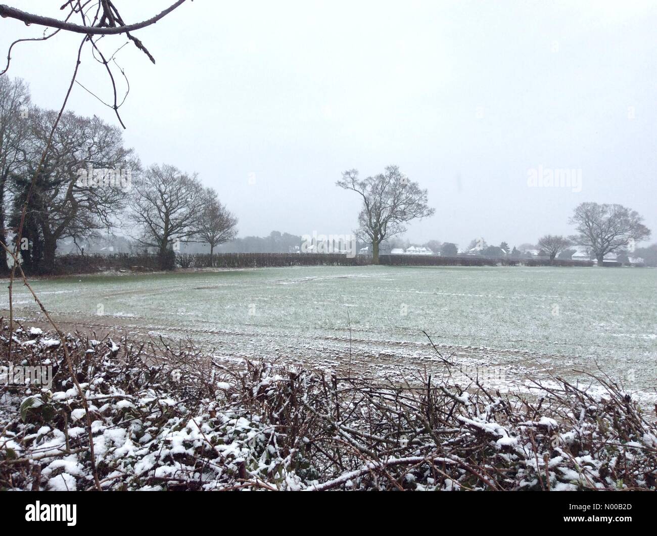 UK Weather - snow hits South Staffordshire. Stock Photo