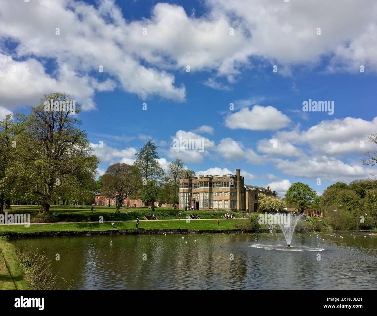 UK Weather Sunny day in Chorley, Lancashire. Astley Hall in Astley