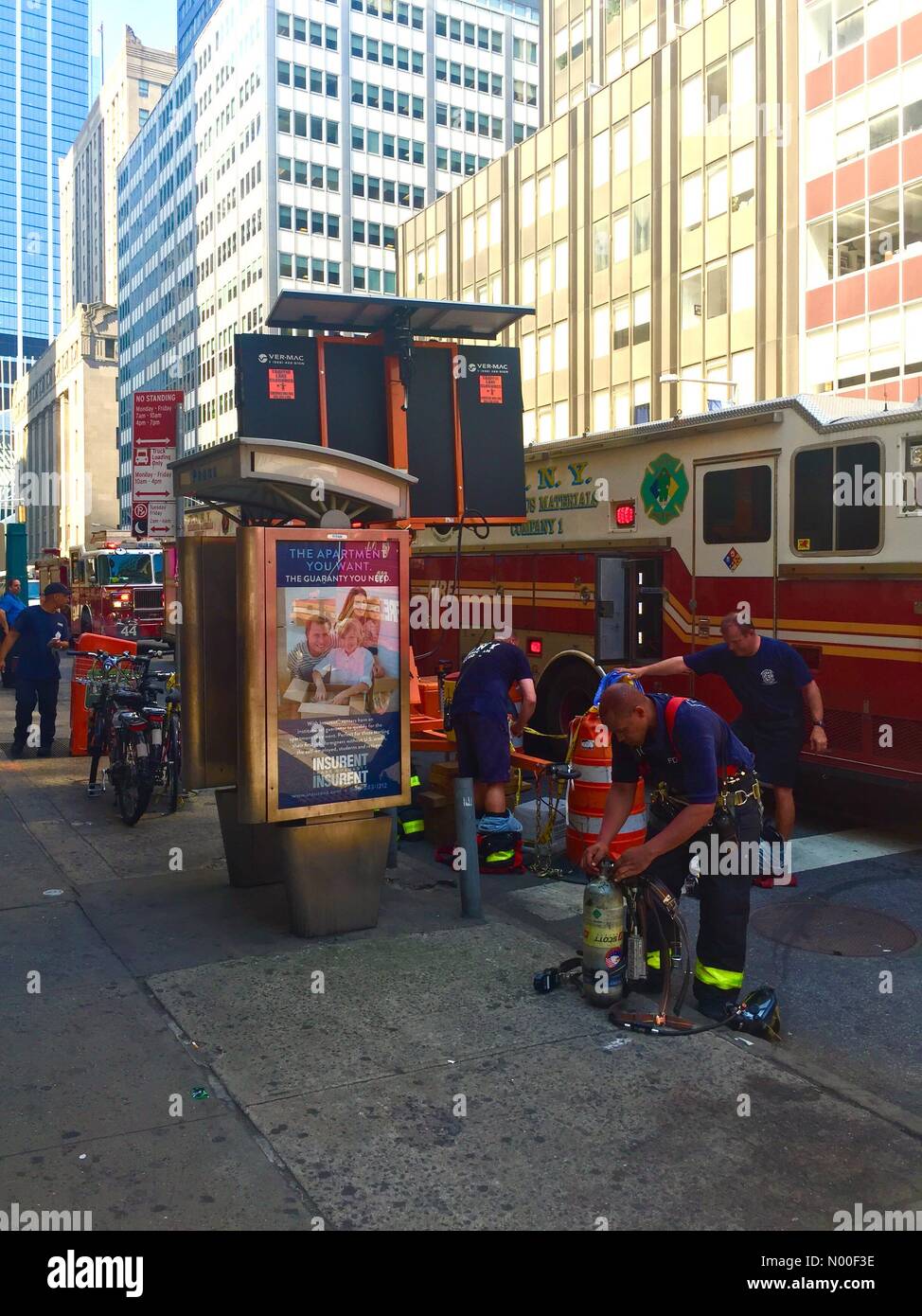 New York City, USA. 13th Jun, 2017. Firemen working at World Trade ...