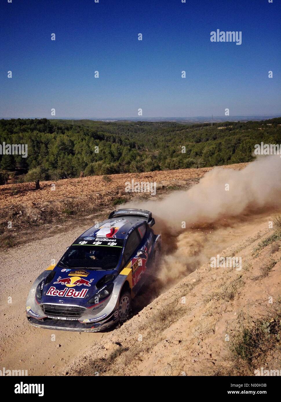 SPORT: WRC RallyRACC Catalunya / Rally de España 2017. Special Stage SS3 - Terra Alta 1, Sébastien Ogier / Julien Ingrassia in their Ford Fiesta WRC rally car, Catalonia, SPAIN. 06/10/2017 Stock Photo