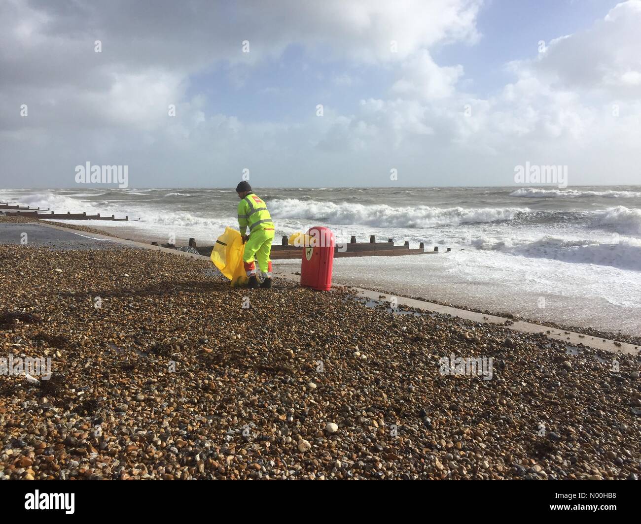 Bogner Regis, UK. 21st Oct, 2017. UK Weather. Life goes on during Storm