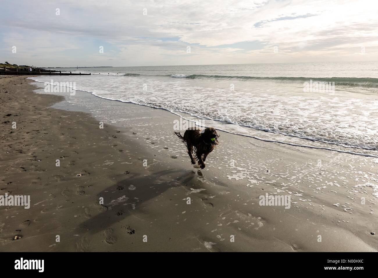 UK Weather Sunny intervals at Wittering. West Strand, West Wittering