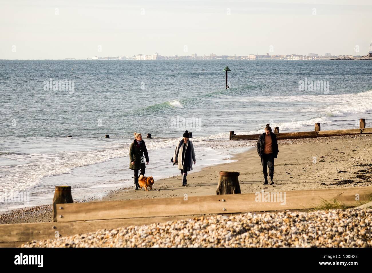 UK Weather Sunny intervals at Wittering. West Strand, West Wittering