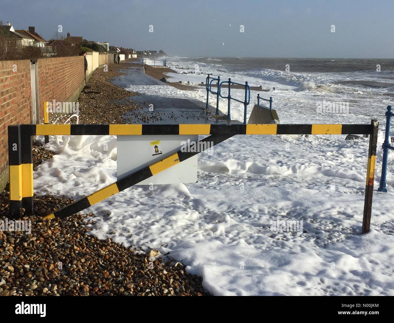Felpham near Bognor Regis, UK. 3rd January, 2017. Flooded promenade at