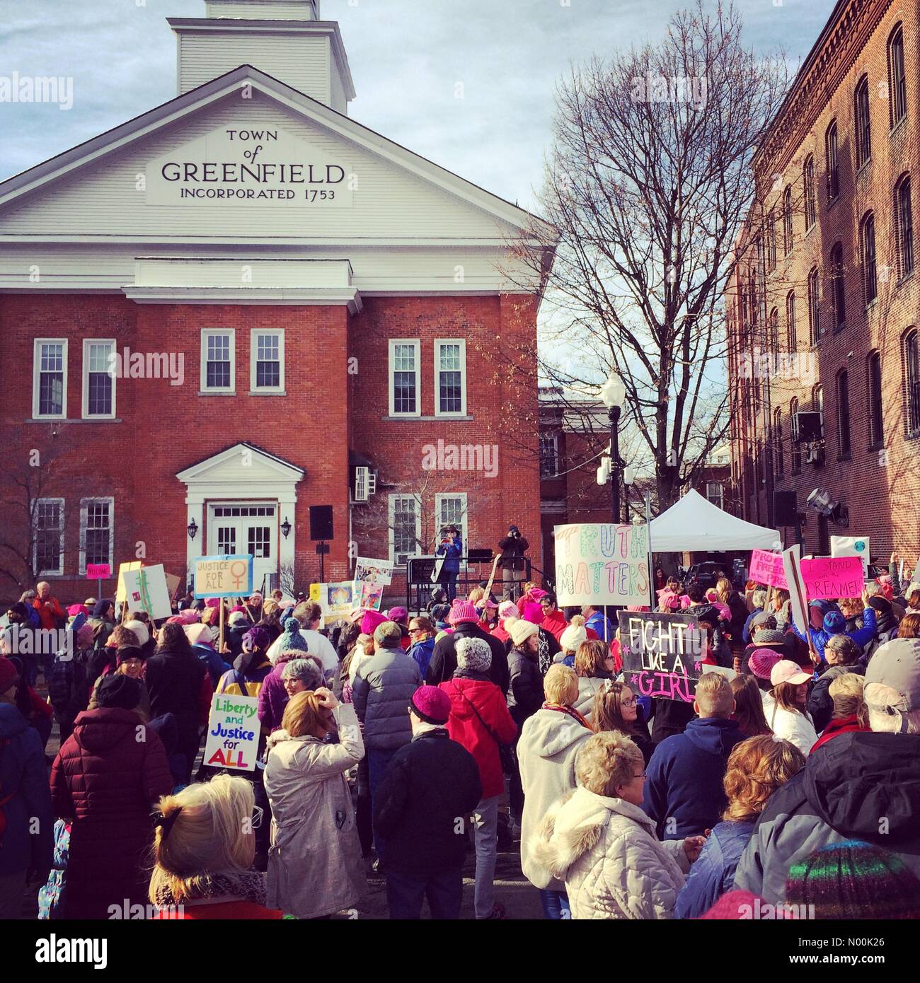 Greenfield, Massachusetts, USA. 20th Jan, 2018. 20th January 2018. Greenfield, Massachusetts, United States. Second Annual Franklin County Women's Rally. Credit: sep120/StockimoNews/Alamy Live News Stock Photo