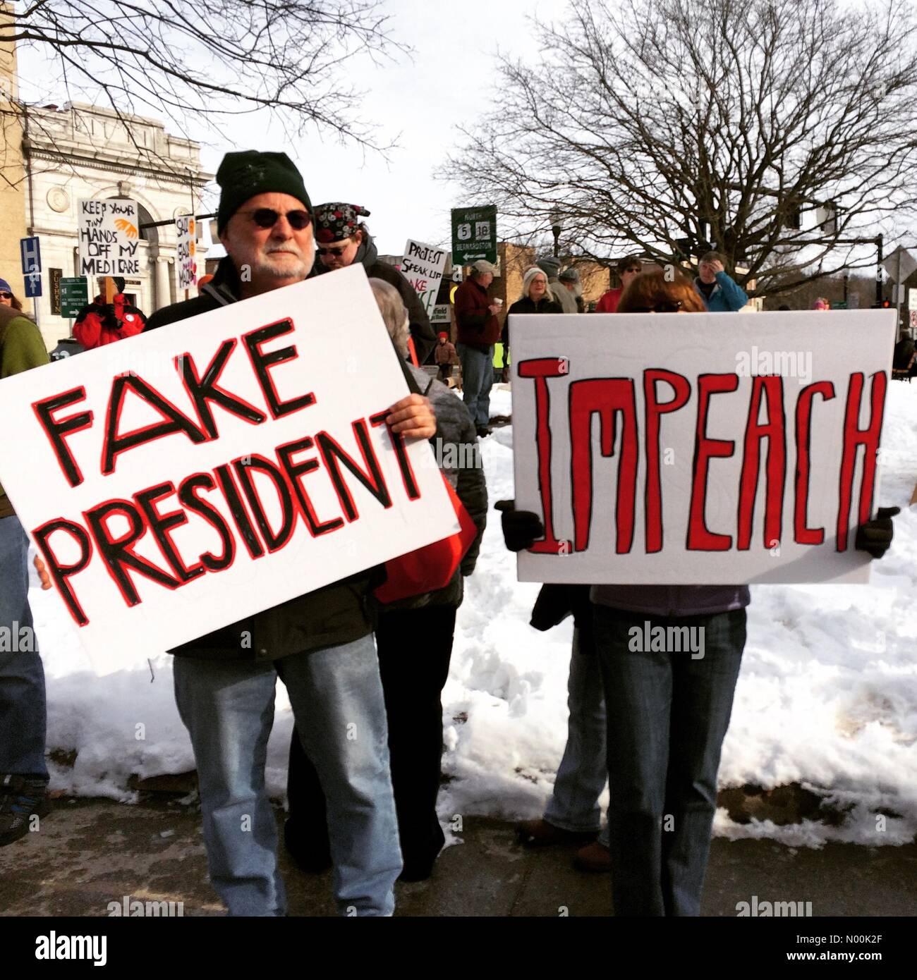 Greenfield, Massachusetts, USA. 20th Jan, 2018. Signs at the Second Annual Franklin County Women's Rally. Greenfield, Massachusetts, United States. January 20th, 2018 Credit: sep120/StockimoNews/Alamy Live News Stock Photo