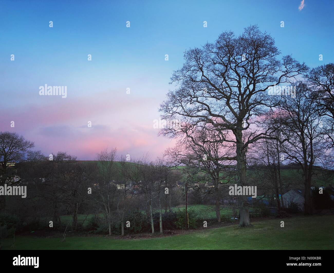 UK Weather Sunrise over Marldon. Love Lane, Marldon. 11th February