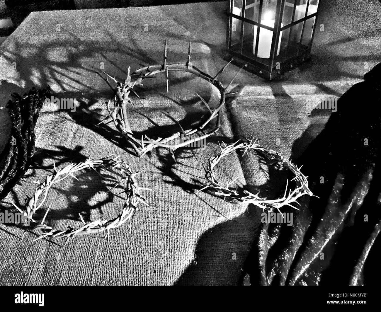 Hartland, Wisconsin, USA, 30th March 2018. Good Friday Experience,  Crown of thorns on display at The Good Friday Experience at Oakwood Church in Hartland WI, DianaJ/StockimoNews/Alamy Credit: Diana J./StockimoNews/Alamy Live News Stock Photo
