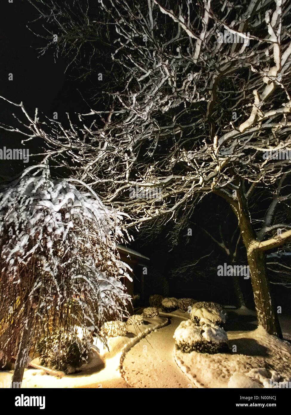 Snowy, Icy Spring, Southeast Wisconsin, USA, 18th April 2018, Snow, Ice ...