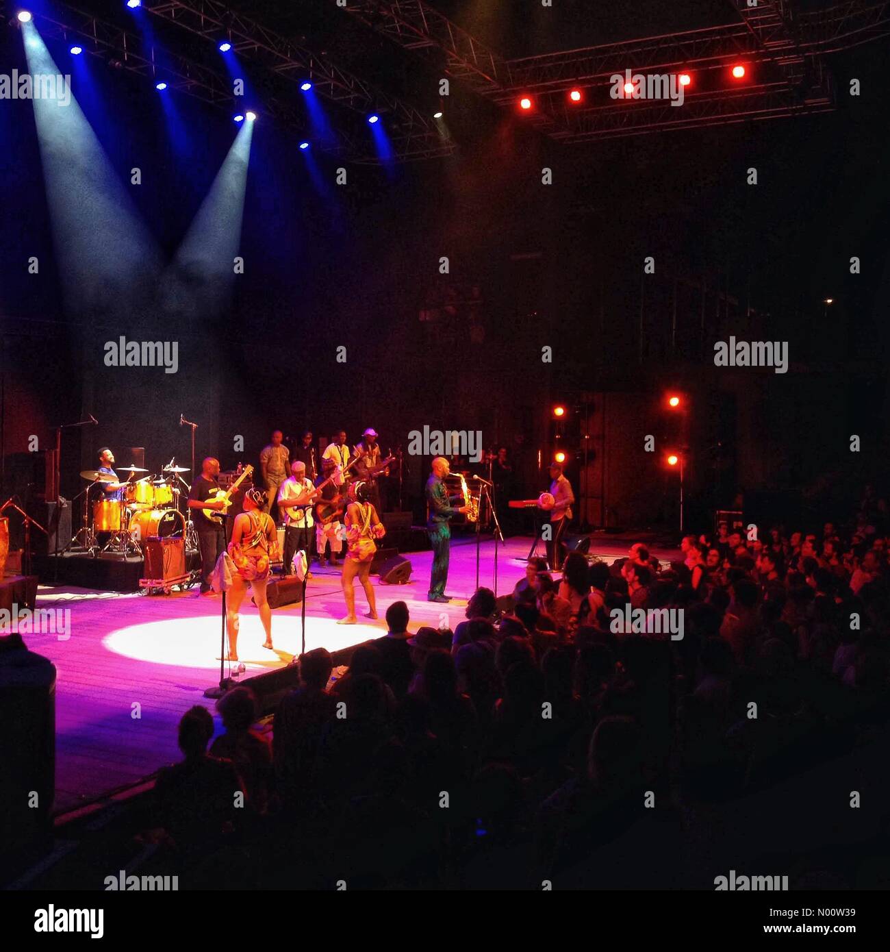 34090 Montpellier, France. 27th July, 2018. Seun Kuti & Egypt80 in live  concert at Radio France Festival, Fip evening, Montpellier France Credit:  digitalman/StockimoNews/Alamy Live News Stock Photo - Alamy