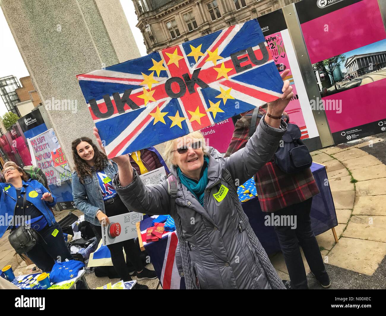 Anti Brexit demonstration - Birmingham UK - Sunday 30th September 2018 Pro EU demonstrators protest in Victoria Square Stock Photo
