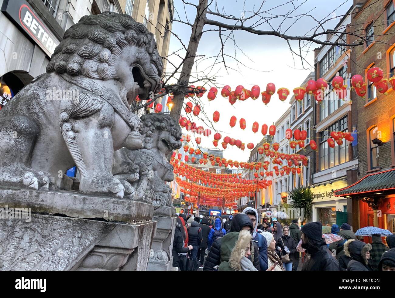 London, UK. 10th Feb 2019. Chinese New Year in Chinatown in London, 2019. Credit: sfwparkes/StockimoNews/Alamy Live News Stock Photo