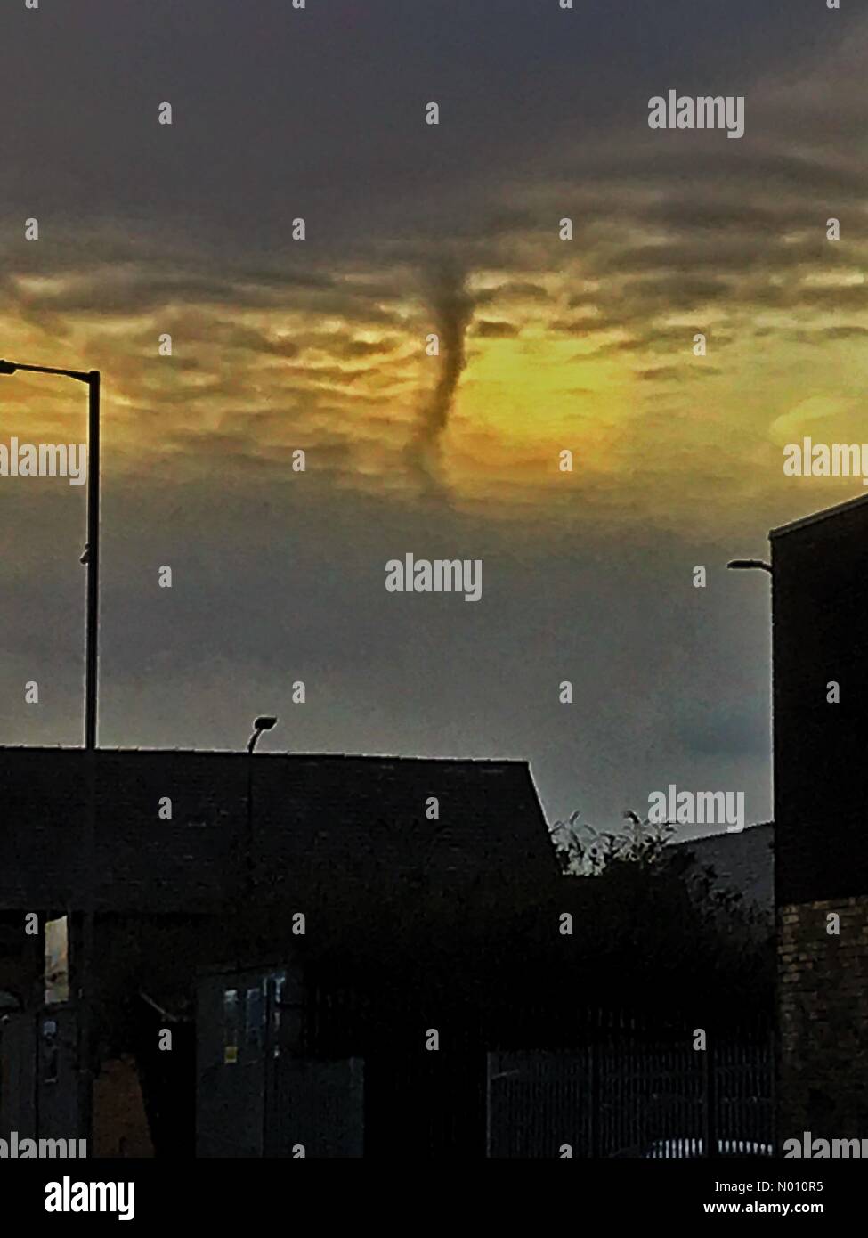 Tornado cloud over Earlestown in Newton-le-Willows near St.helens on the 15th of March 2019. Credit: Thomas Clare/StockimoNews/Alamy Live News Stock Photo