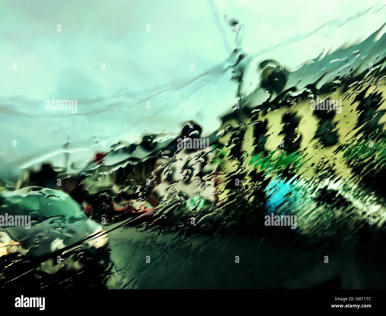 Heavy rainfall in Ardara, County Donegal, Ireland . 10th September 2019