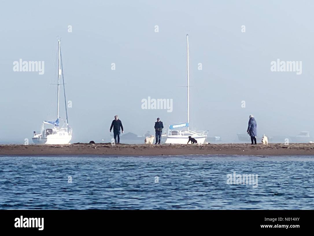 Teignmouth, Devon. 27th May 2021. UK Weather Dog walkers at Teignmouth
