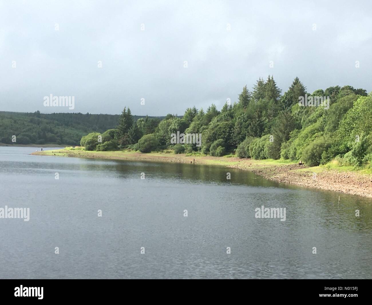 Llwyn Onn reservoir, Merthyr Tydfil, South Wales, UK. 15 August 2021. UK weather: Rain showers and occasional sunny spells this afternoon. Credit: Andrew Bartlett/StockimoNews/Alamy Live News Stock Photo
