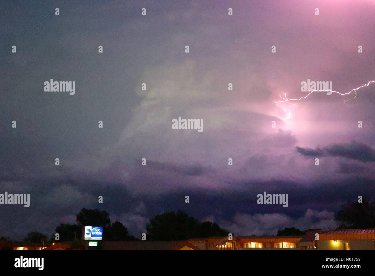 Lightning crackles in angry skies during tornado warning in Wall, South