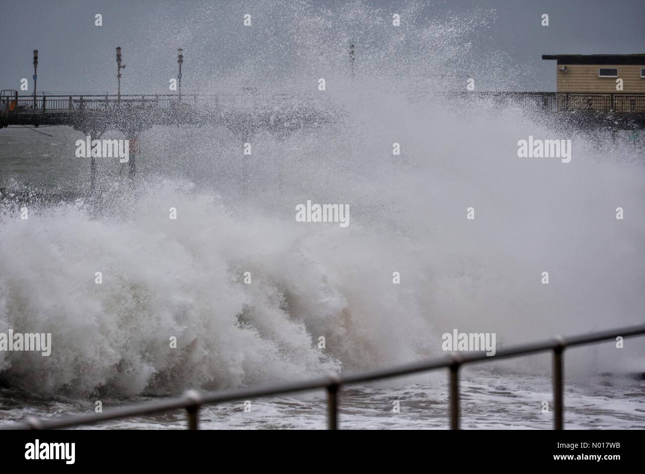 Teignmouth, Devon, UK. 31 December 2022. UK Weather People watch huge