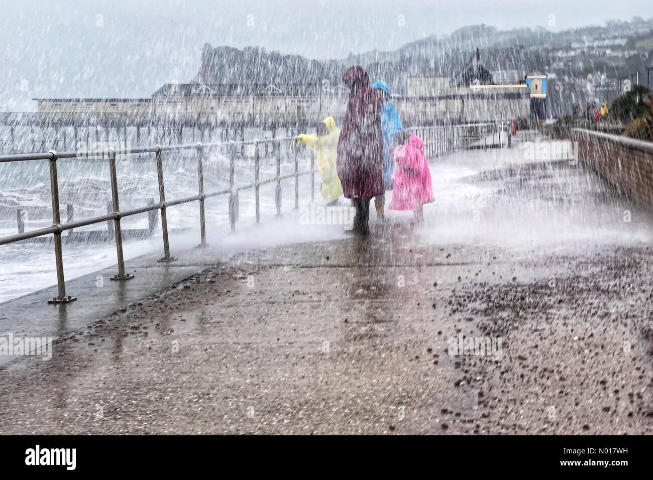 Teignmouth, Devon, UK. 31 December 2022. UK Weather People watch huge