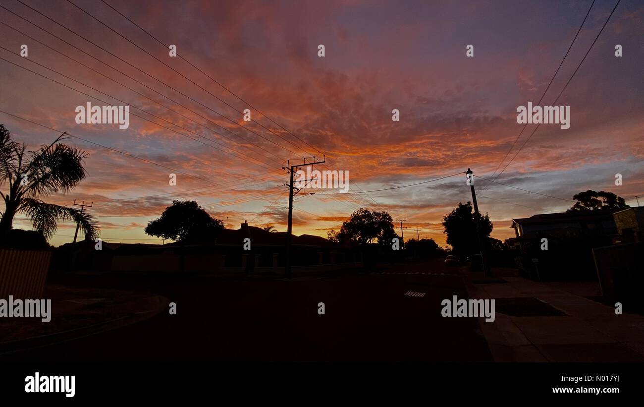 Dramatic sunset with firesky, Adelaide, Australia Credit: amer ghazzal/StockimoNews/Alamy Live News Stock Photo