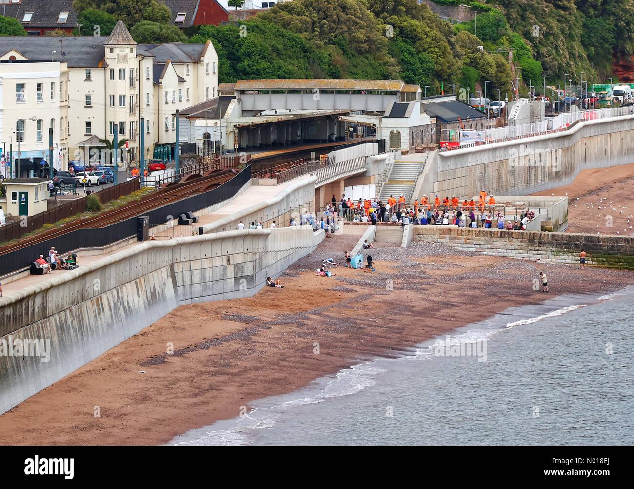 Dawlish, Devon, UK. 25th May, 2023. New sea wall opens in Dawlish. The