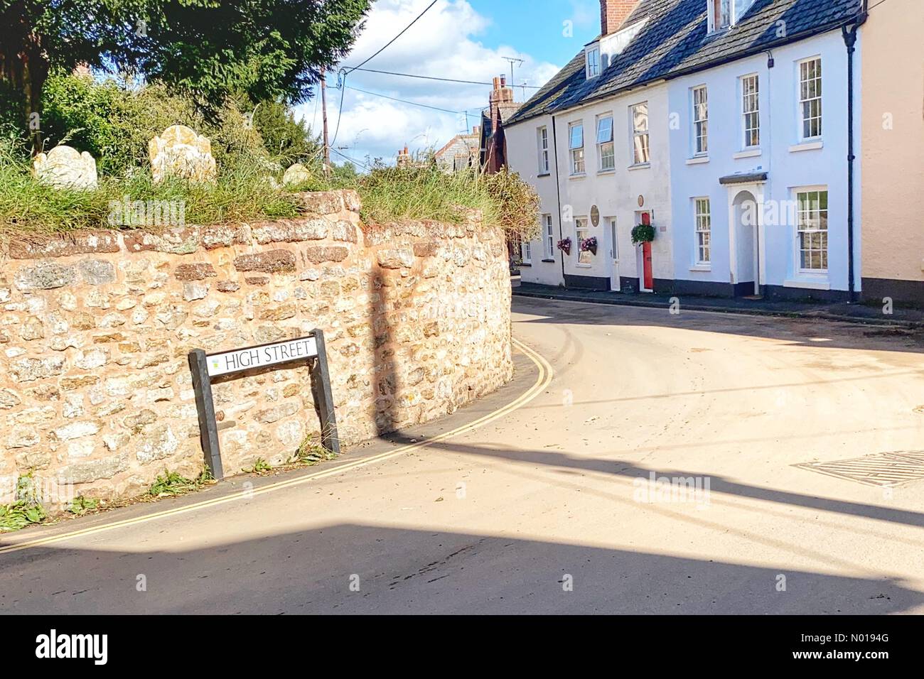 Scene after heavy floods in Kenton, near Exeter, Devon, UK. Quaint high