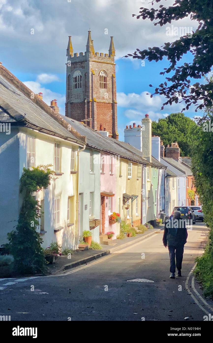 Scene after heavy floods in Kenton, near Exeter, Devon, UK. Quaint high