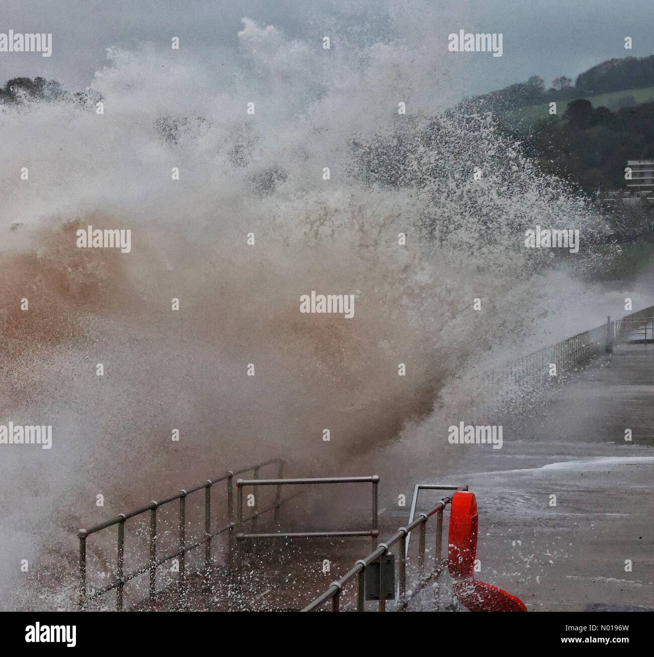 Devon, UK. 18 October, 2023. UK Weather Storm Babet brings huge waves