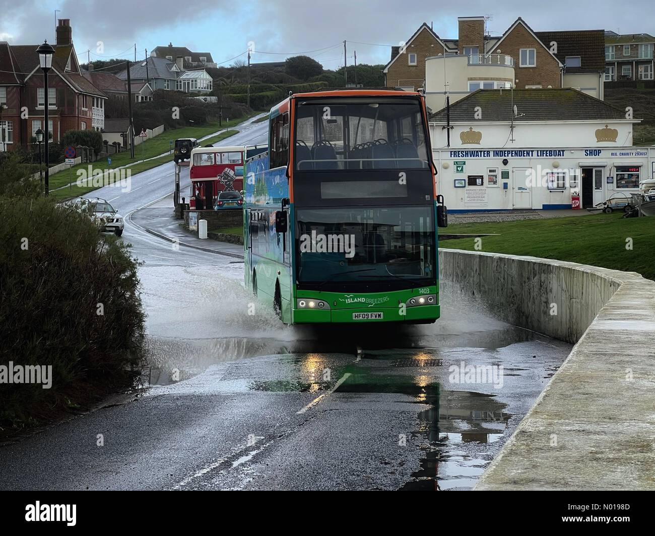 UK Weather Heavy rainfall over the Isle of Wight. Gate Lane