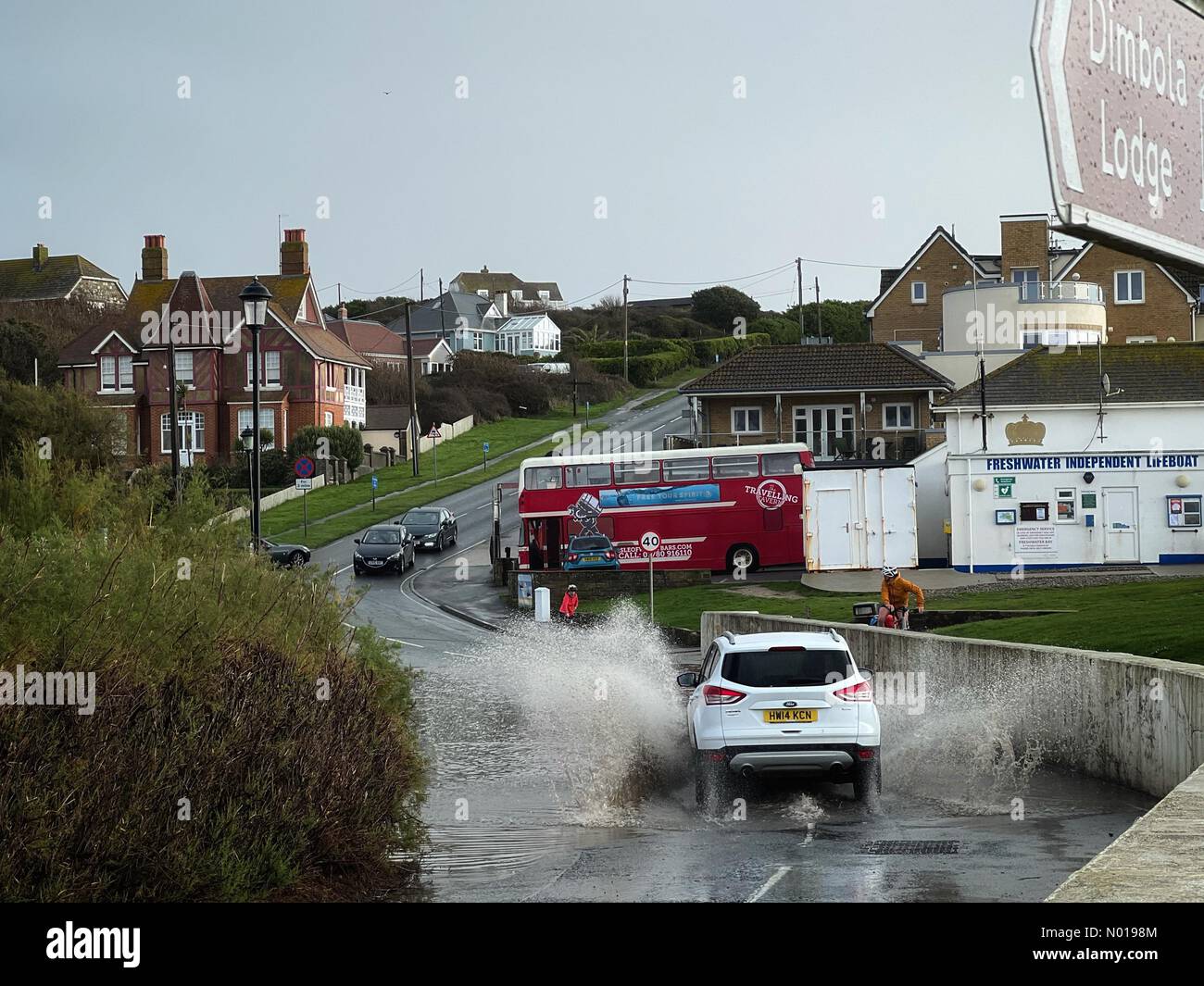 UK Weather Heavy rainfall over the Isle of Wight. Gate Lane