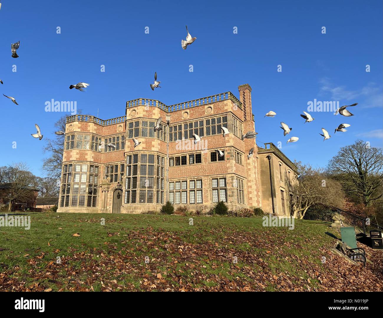 UK Weather Sunny in Chorley. Sunny but cold and icy day at Astley Park
