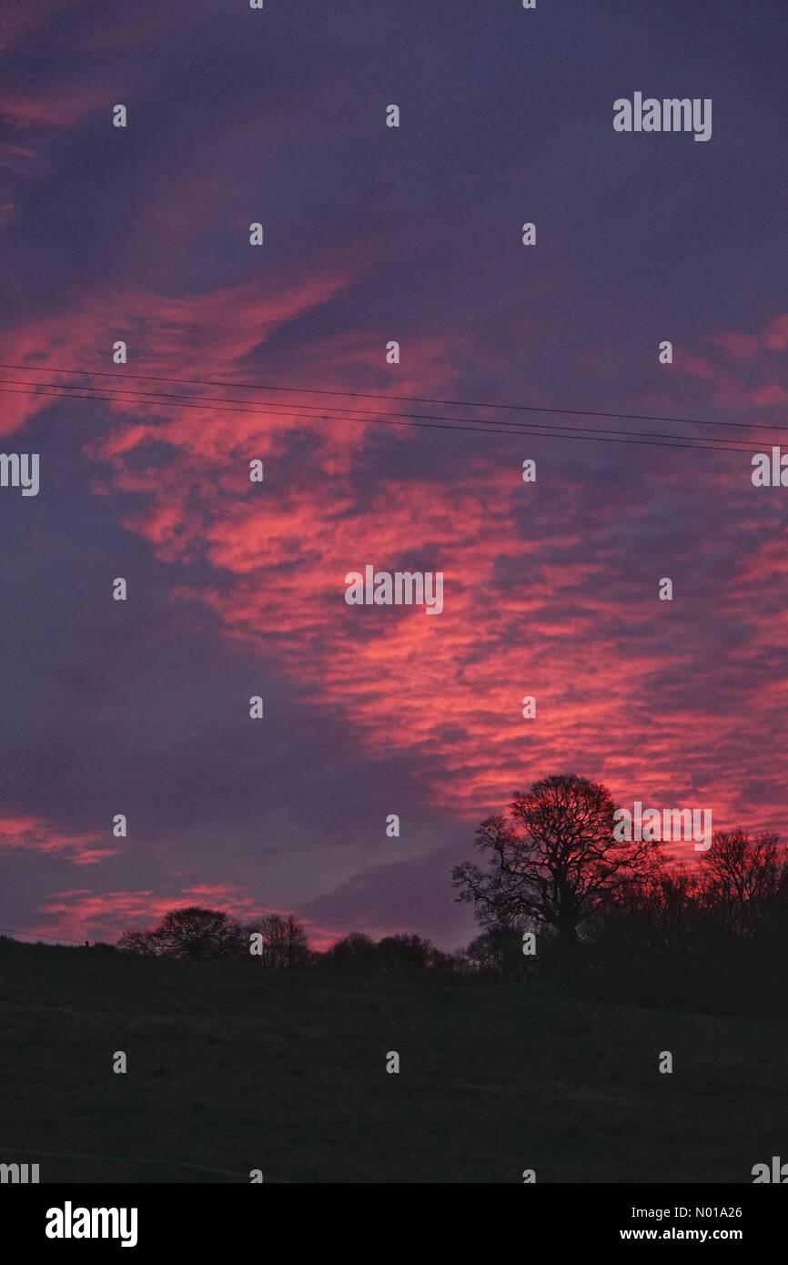 UK Weather Sunrise over Godalming. Hambledon Rd, Godalming. 01st