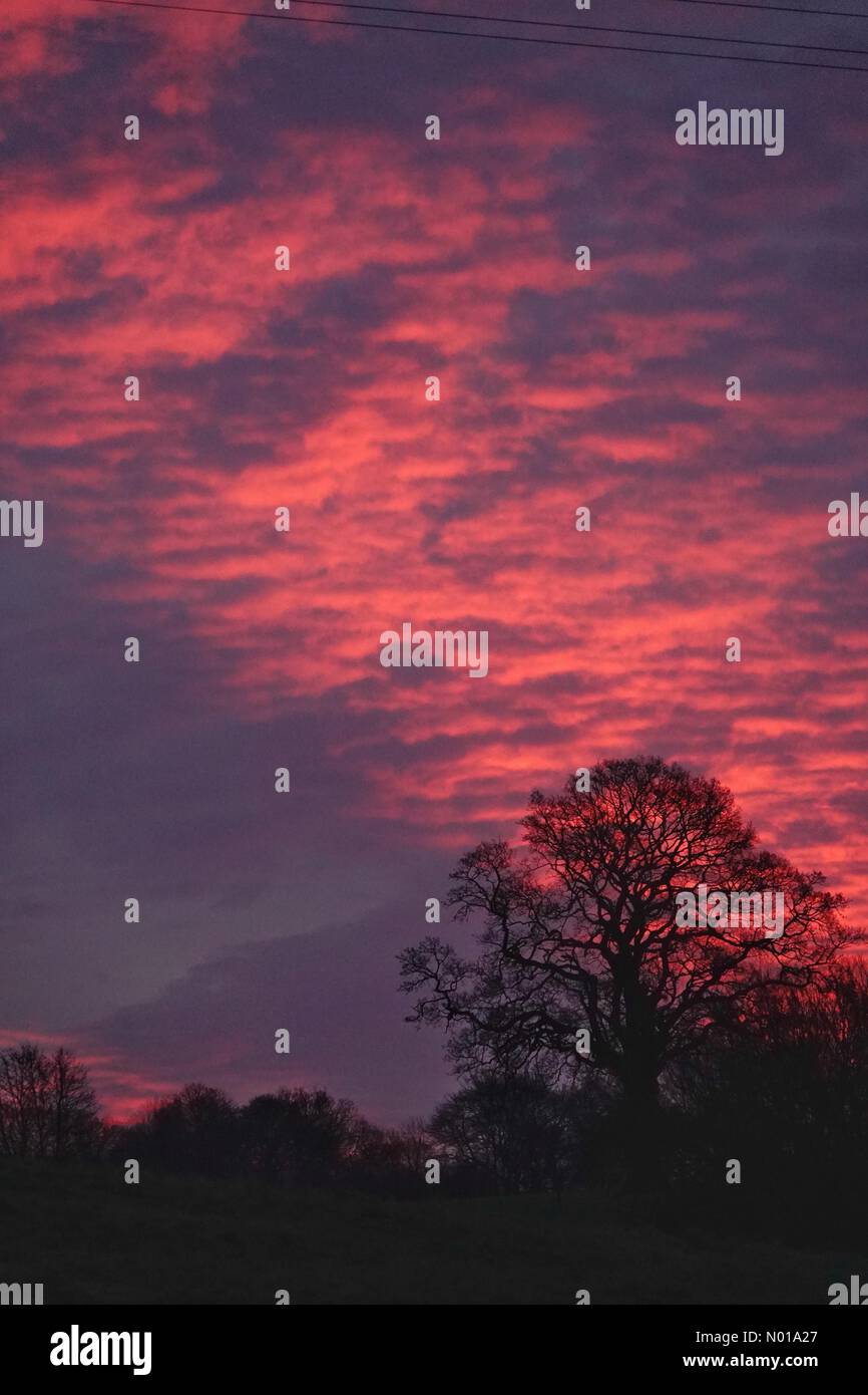 UK Weather Sunrise over Godalming. Hambledon Rd, Godalming. 01st