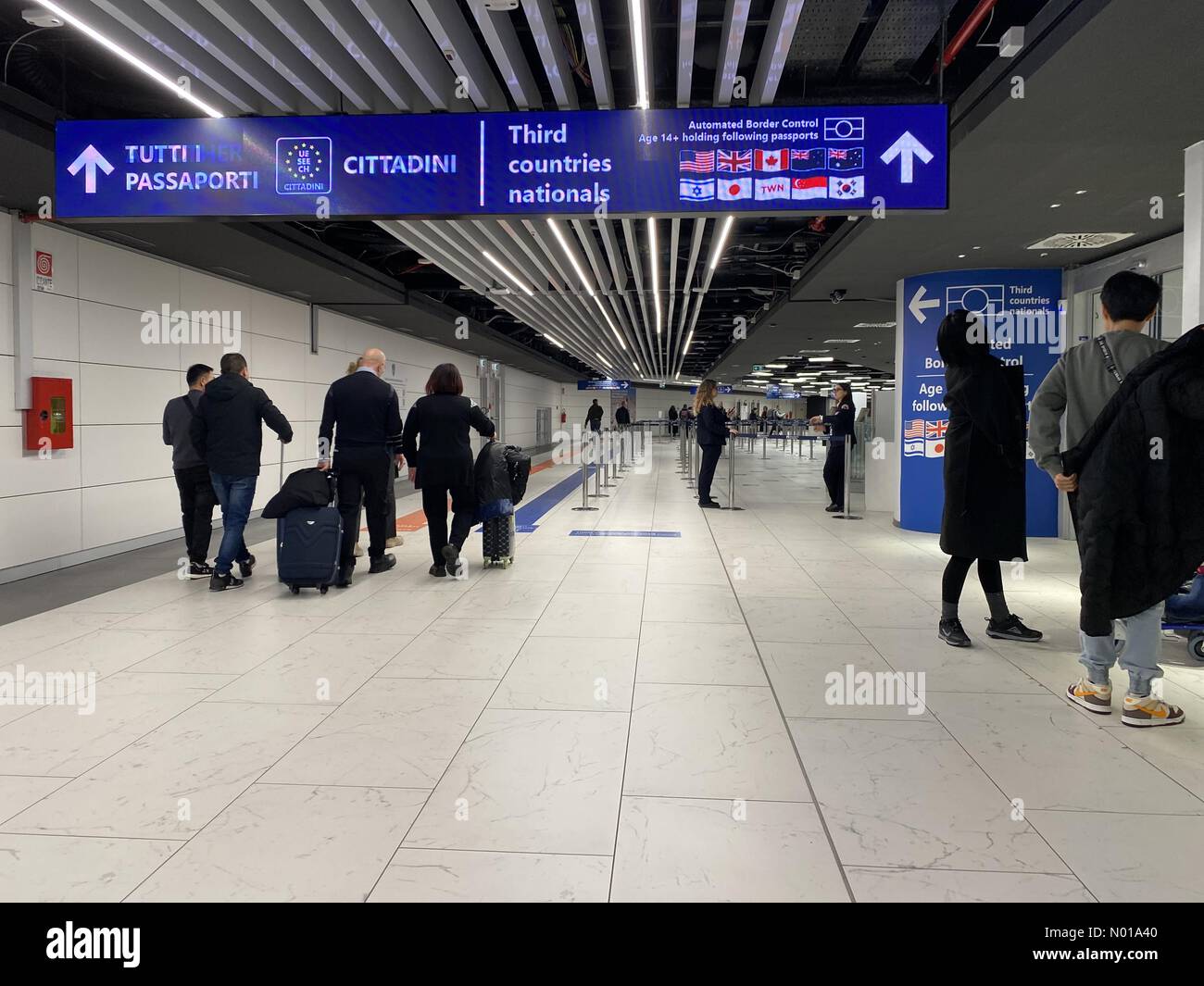 Rome Italy 5 January 2024 Passengers Go Through Passport Control At   Rome Italy 5 January 2024 Passengers Go Through Passport Control At Rome Fiumicino Airport Credit Amer Ghazzalstockimonewsalamy Live News N01A40 