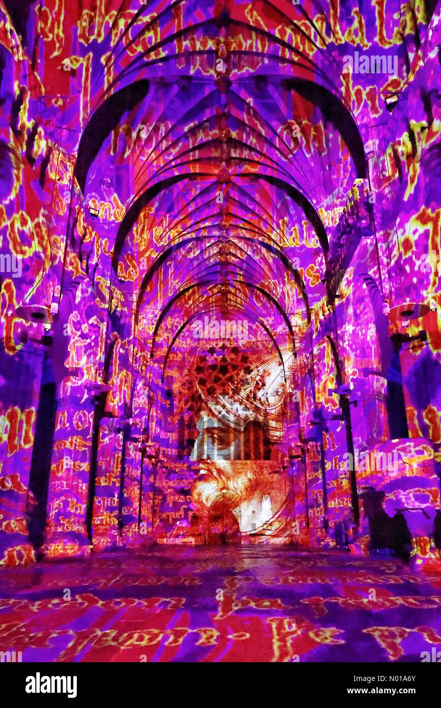 Exeter Cathedral, Devon, UK. 9th January, 2024. Luxmuralis Crown and