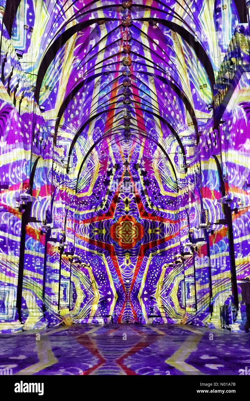 Exeter Cathedral, Devon, UK. 9th January, 2024. Luxmuralis Crown and