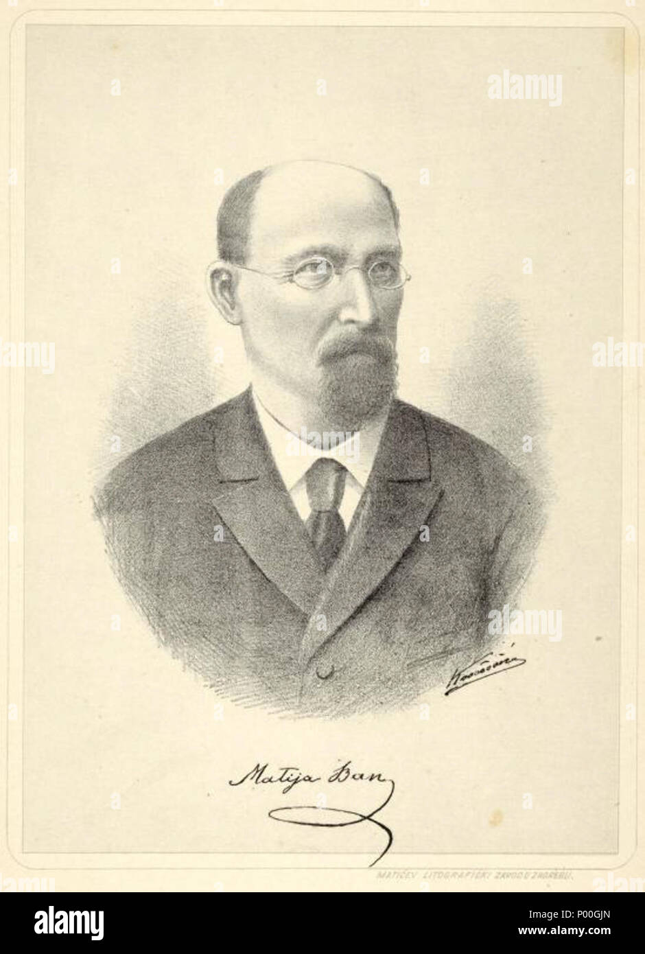 English Croatian Writer Matija Ban 1818 1903 The Picture From Album Zasluznih Hrvata Xix Stoljeca 150 Zivotopisa Slika I Vlastorucnih Podpisa Editor Milan Grlovic Printed In Zagreb In 1898 1900 1898