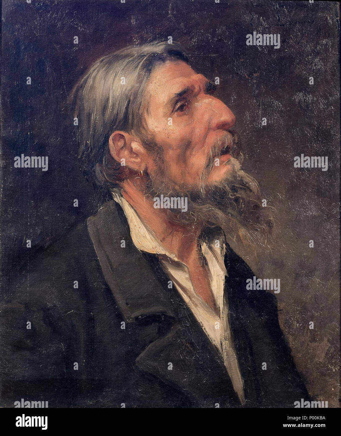 Portrait de vieil homme à la boucle d'oreille . 1889 84 Portrait de vieil  homme 1889 Edmond Leroy dit Leroy-Dionet Stock Photo - Alamy