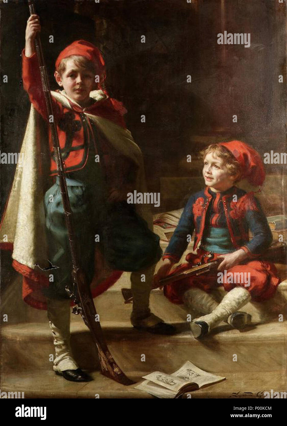 . English: Portrait of Francis and Philip Mond, sons of Emile Mond (1904) by Sigismund Christian Hubert Goetze (British 1866–1939)  . 1904. Sigismund Christian Hubert Goetze (British 1866–1939) 85 Portrait of Francis and Philip Mond, sons of Emile Mond (1904) Stock Photo