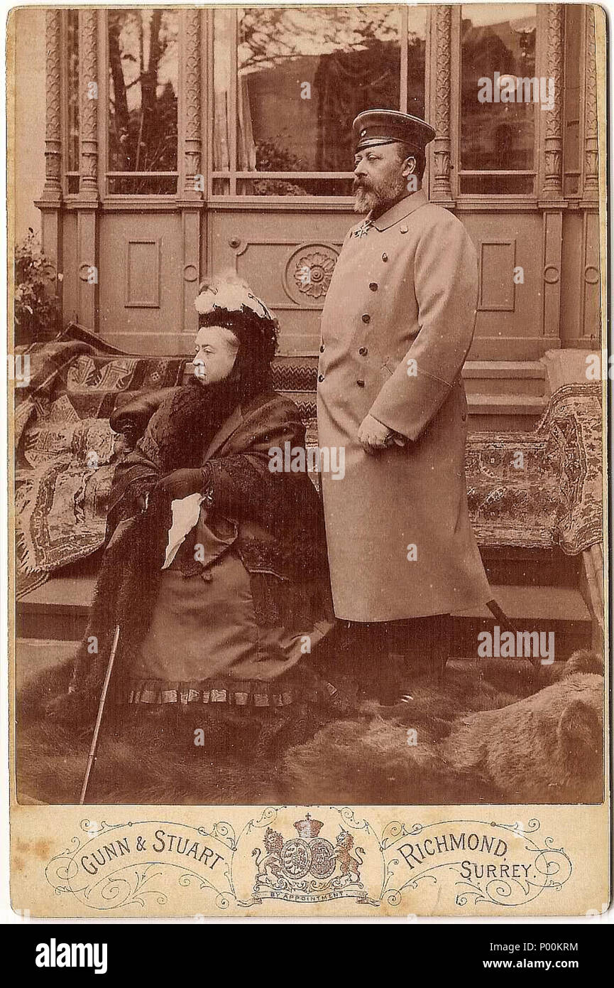 . English Edward VII and Queen Victoria . circa 1890. Gunn & Stuart 86