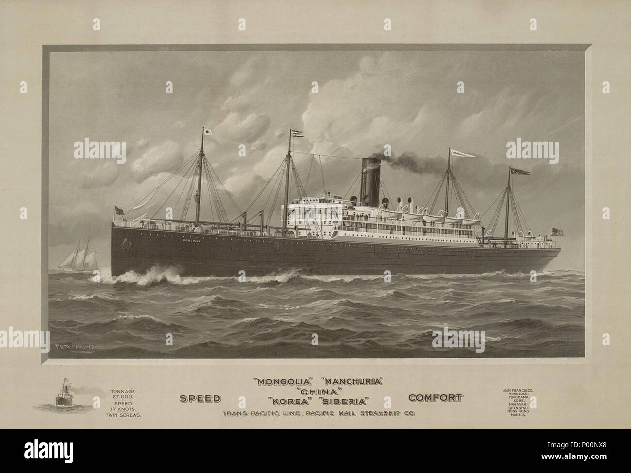 . English The SS Mongolia — one of the largest and fastest ships of