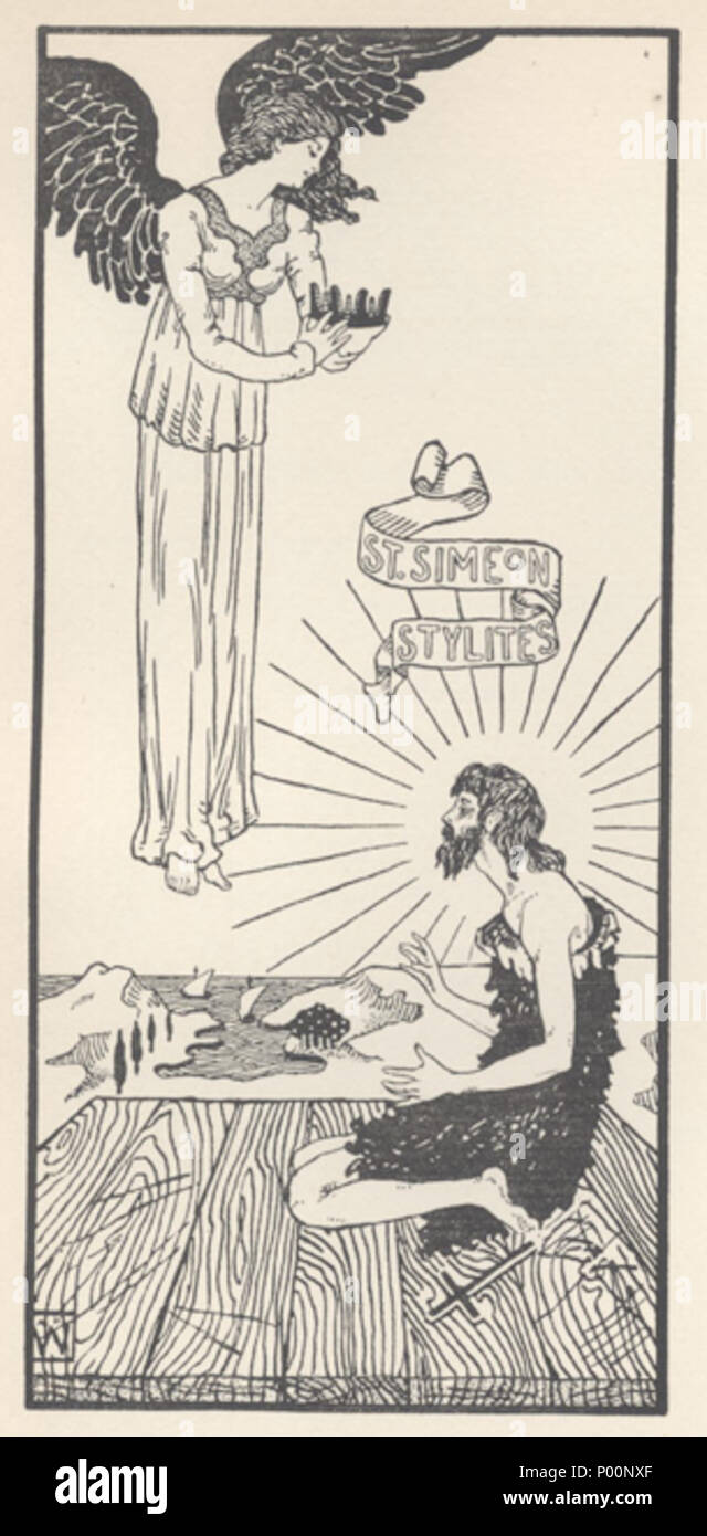 . English: St. Simeon Stylites by Andrew Kay Womrath, in The Evergreen Northern Seasonal Winter Book, Patrick Geddes (ed.), 1896-1897. 94 St Simeon Womrath Evergreen Stock Photo