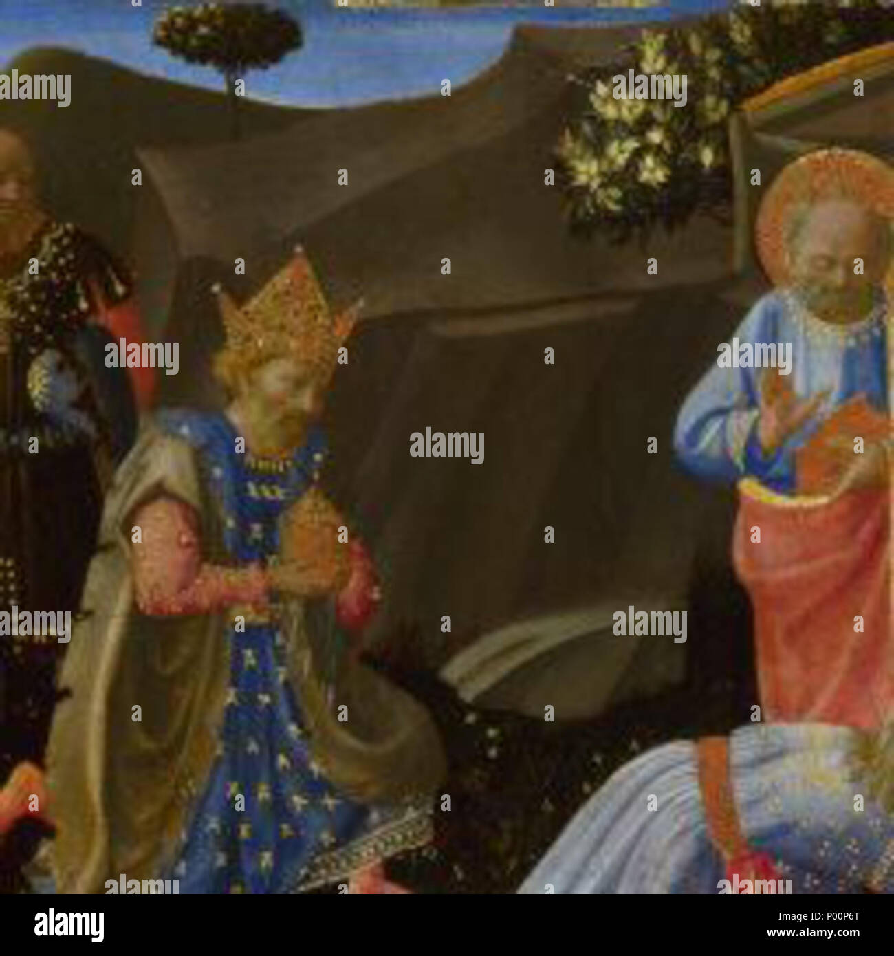 . English: Detail of The Adoration of the Kings, about 1433-4 Medium and support: Egg tempera on wood Dimensions: 19 x 47.4 cm Bought, 1857 Inventory number: NG582  . circa 1433-4. Probably by Zanobi Strozzi, 1412 - 1468 96 Strozzi adoration NG 01 Stock Photo