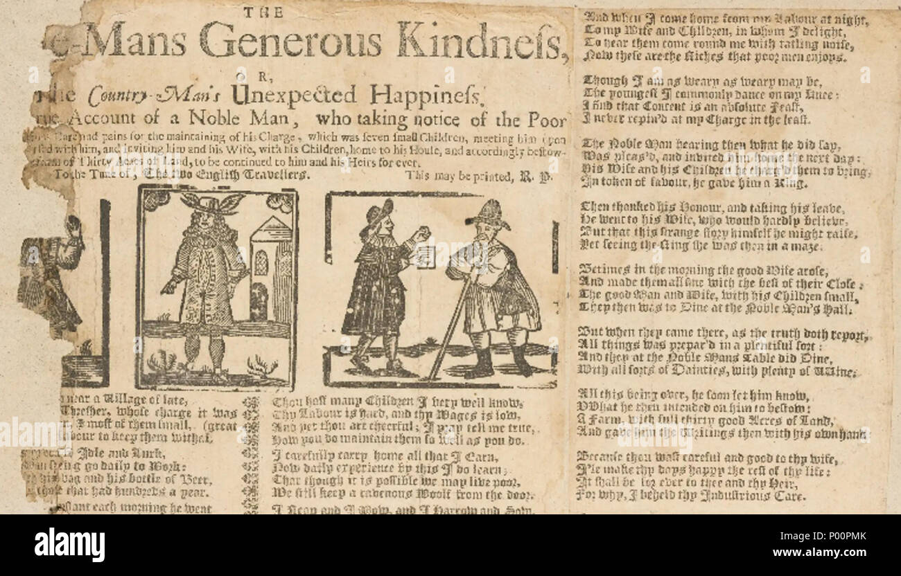 . English: The country-man's unexpected happiness. A 17-th century broadside. 98 The country-man's unexpected happiness (bod23983) Stock Photo