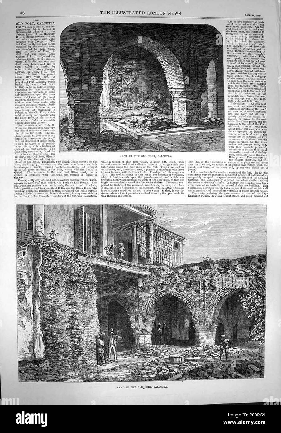 Part of the old Fort, Calcutta, from the Illustrated London News, 1869 Stock Photo