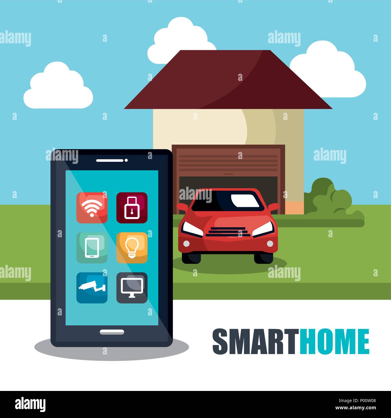 smartphone controlling smart home Stock Vector Image & Art - Alamy