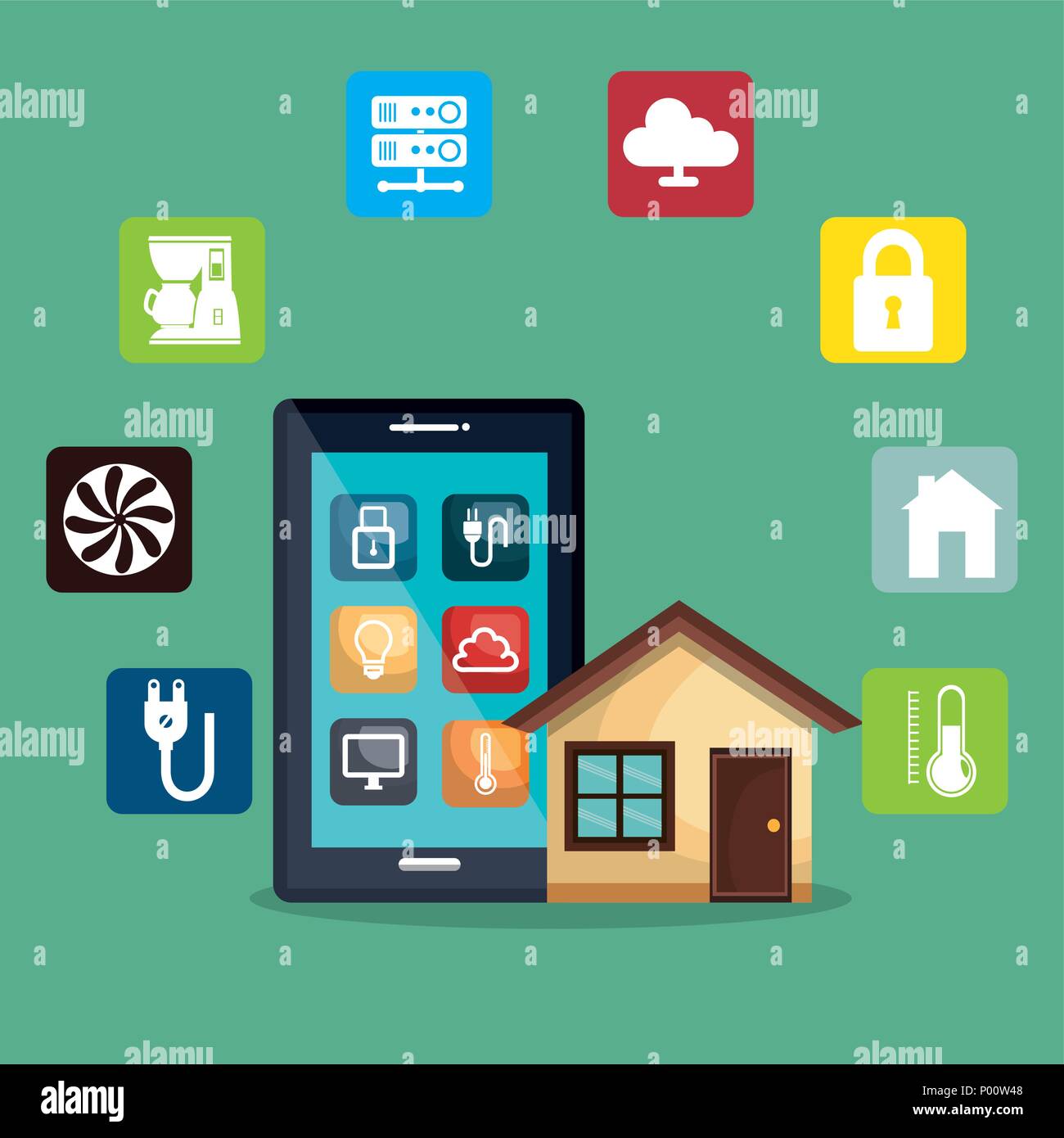 smartphone controlling smart home Stock Vector Image & Art - Alamy