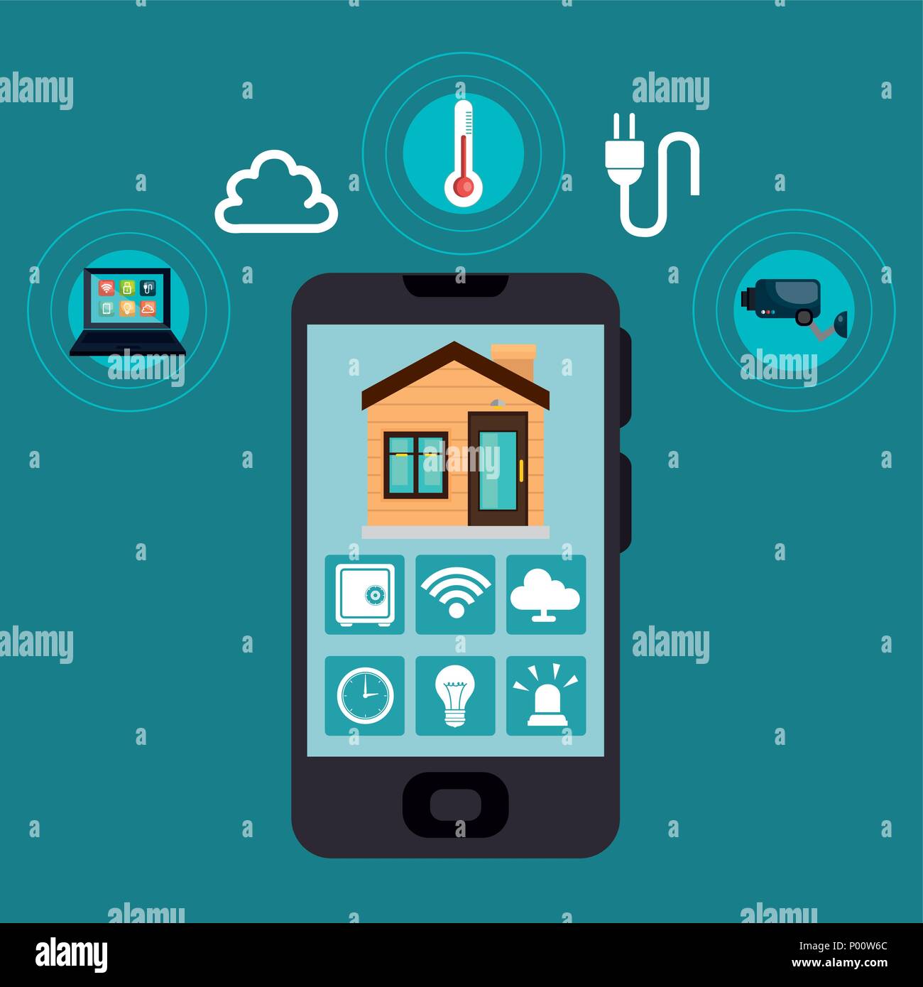 smartphone controlling smart home Stock Vector Image & Art - Alamy
