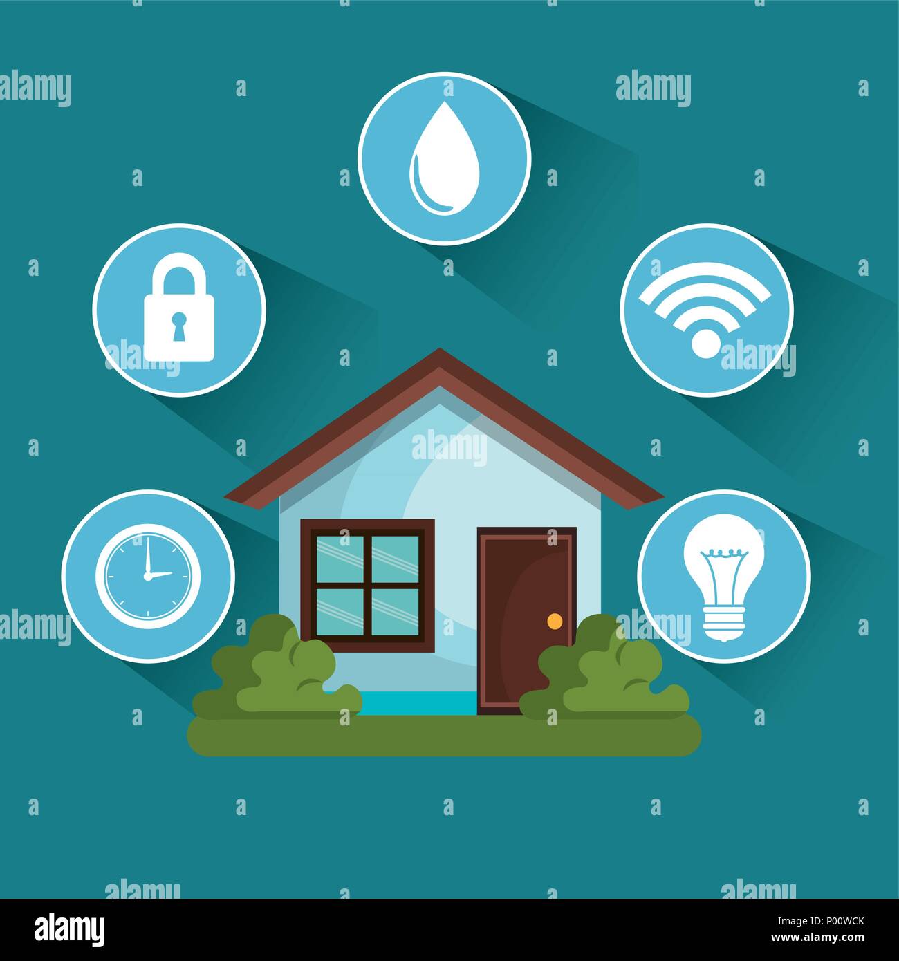 smart home technology set icons Stock Vector